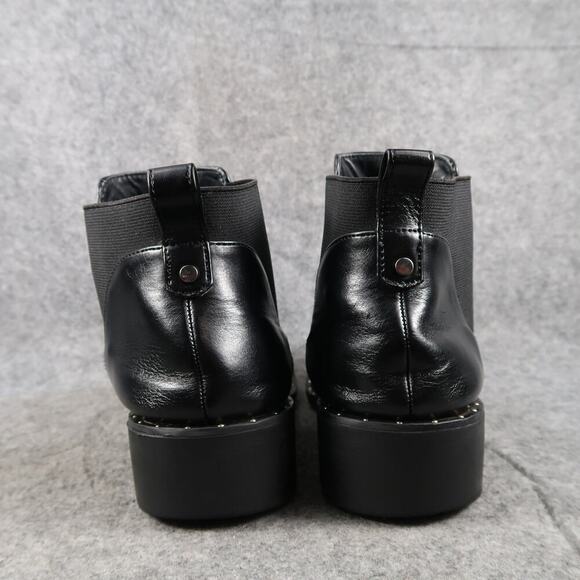 Ankle Boots Womens 8 Shoes Casual Chelsea Pull On Black Bootie Block Heel Studs - Picture 7 of 15